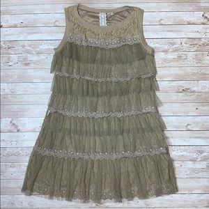 Mismash Lace and Ruffles Mini Dress Women’s Size Medium
